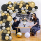 Black And Gold Balloons Arch Kit 125Pcs Metallic Gold Sliver Black Balloons 5/12/18 Inch Black And Gold Grad Balloon Garland Arc