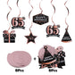 LINGTEER Happy 65th Birthday Rose Gold Swirls Streamers - Cheers to 65th Birthday 65 Years Old Bday Party Hanging Decorations.