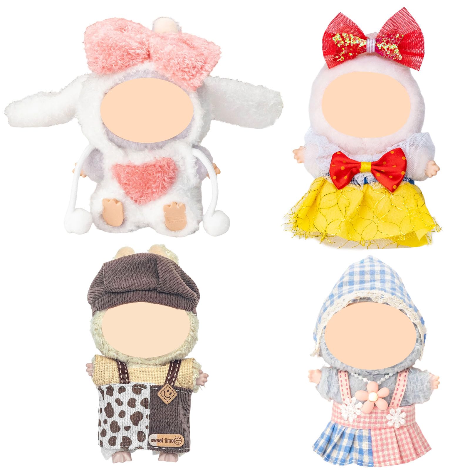 4 Pack-17Cm Doll Clothes,Premium Cute Outfit With Accessories,Doll Princess Skirt,Boys And Girls Stylish Adorable Dolls Fashion