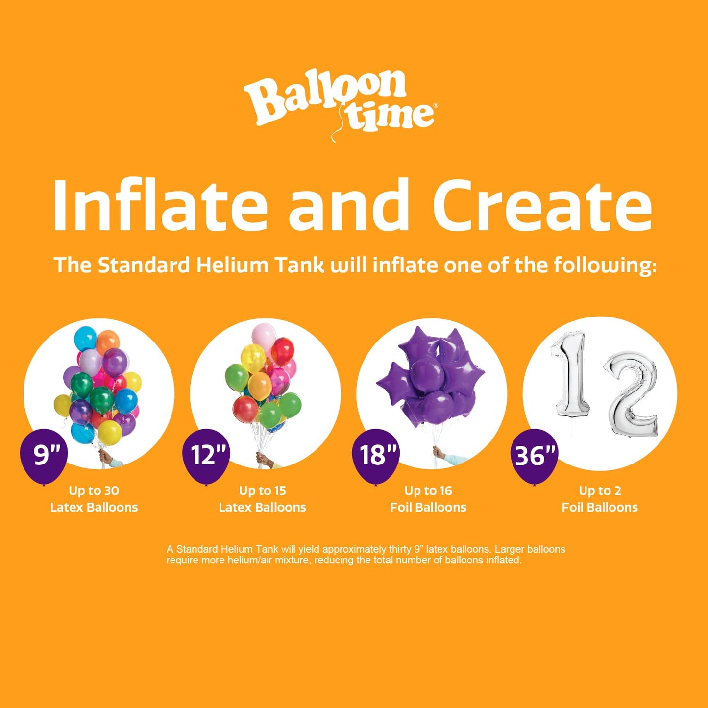 BALLOON TIME Helium Tank - 14.9 cu.ft - Includes Assorted Latex Balloons - Model WC042 for Graduation, Birthdays, Weddings