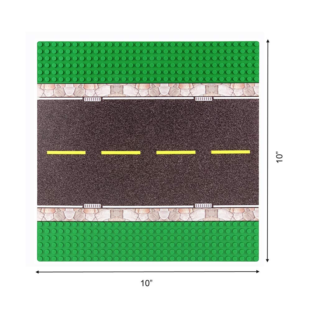 Taken All Road Baseplates 10' X 10' - Building Block City Town Straight Road Base Plate Tight Fit With Major Brands (2 Pack Road Baseplate)