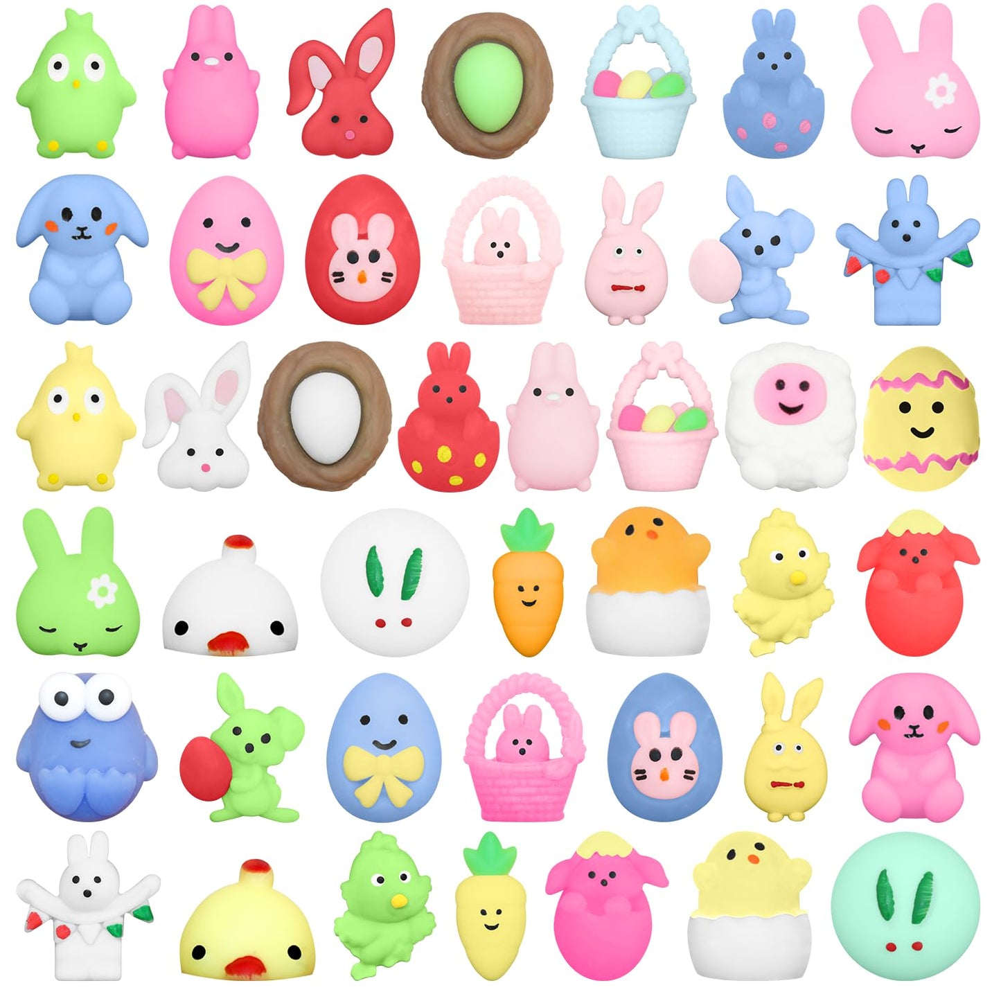 Lidifc 43 Pcs Easter Mochi Squishy Toys Stress Relief Squishies Easter Toys For Kids Girls Boys Toddlers Easter Basket Stuffers