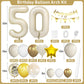 50Th Birthday Decorations Sand White Gold,50Th Birthday Balloon Arch Garland Kit With Happy 50Th Birthday Number 50 Foil Balloon