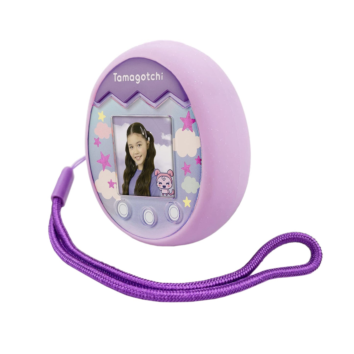 Xcivi Silicone Cover And Lanyard For Tamagotchi Pix Virtual Interactive Pet Game Machine, Silicone Shell Compatible With New Tamagotchi Pix (Purple)