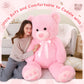 Morismos 5Ft Giant Teddy Bear Stuffed Animal, Large Stuffed Bear With Footprints, Big Pink Teddy Bear Plush Gifts For Wife, Girlfriend, Women On Valentine, Christmas, Birthday