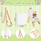 Zubebe Mini Watercolor Paint Sets 12 Colors Watercolor 3 x 3 Painting Canvas Panel Wooden Easel Set Stretched Canvas Easel Pai
