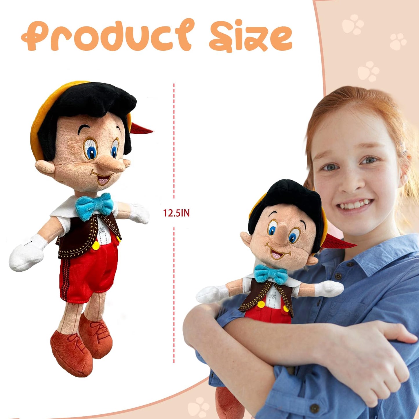 Pozbrd Pinocchio Plush Doll,Cute Pinocchio Stuffed Toy For Toddler Boys And Girls,Thanksgiving, Christmas, Birthday Gift For Kid