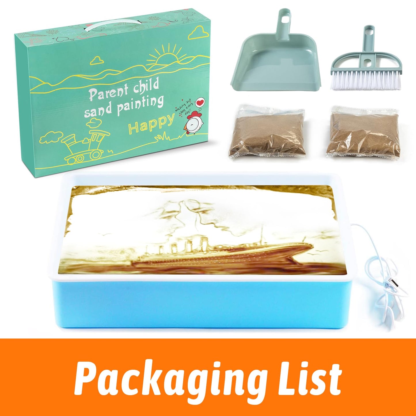 PreTrans Sand Painting Light Box - Kids Light Table for Creative Art, 3 Color Temperatures & 10 Brightness Levels, Classroom & H