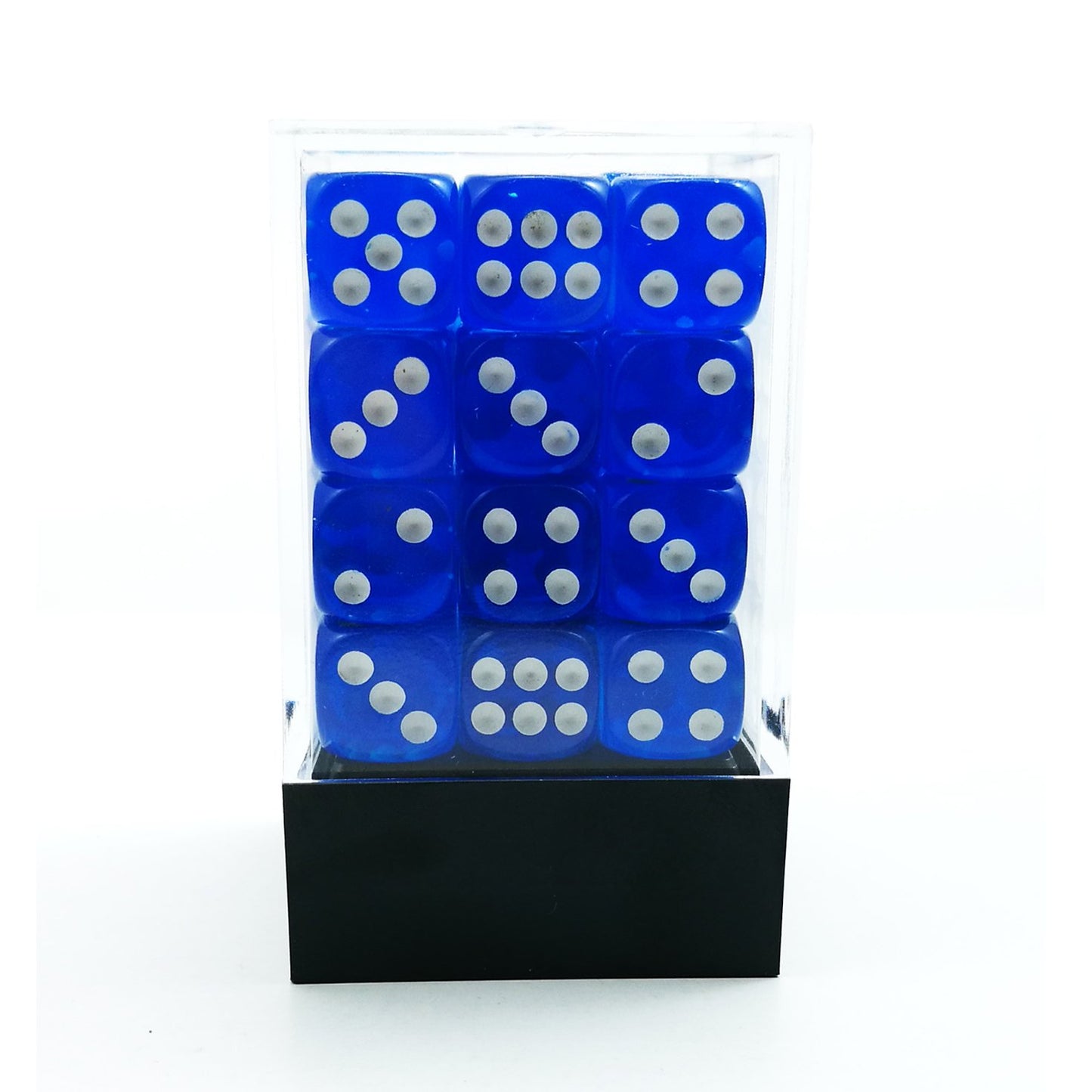 Bescon 12Mm 6 Sided Dice 36 In Brick Box, 12Mm Six Sided Die (36) Block Of Dice, Translucent Blue With White Pips