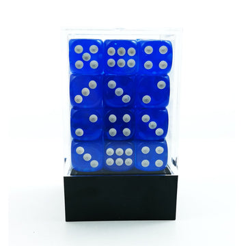 Bescon 12Mm 6 Sided Dice 36 In Brick Box, 12Mm Six Sided Die (36) Block Of Dice, Translucent Blue With White Pips