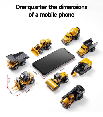 Geyiie Alloy Small Construction Cars Vehicles, Die Cast Mini Construction Truck Toys, Heavy Duty Bulldozers Excavator Cement Dum