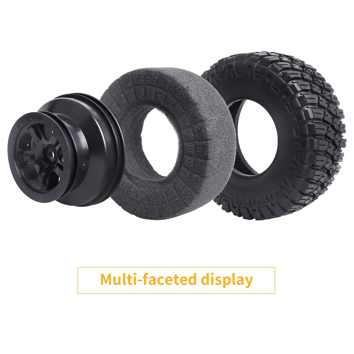Hobbyfire Height 4.72 inches (120mm) 1/10 Short Course Truck Tires and Wheel Rims 12mm Hex with Foam Inserts for for All Terrain