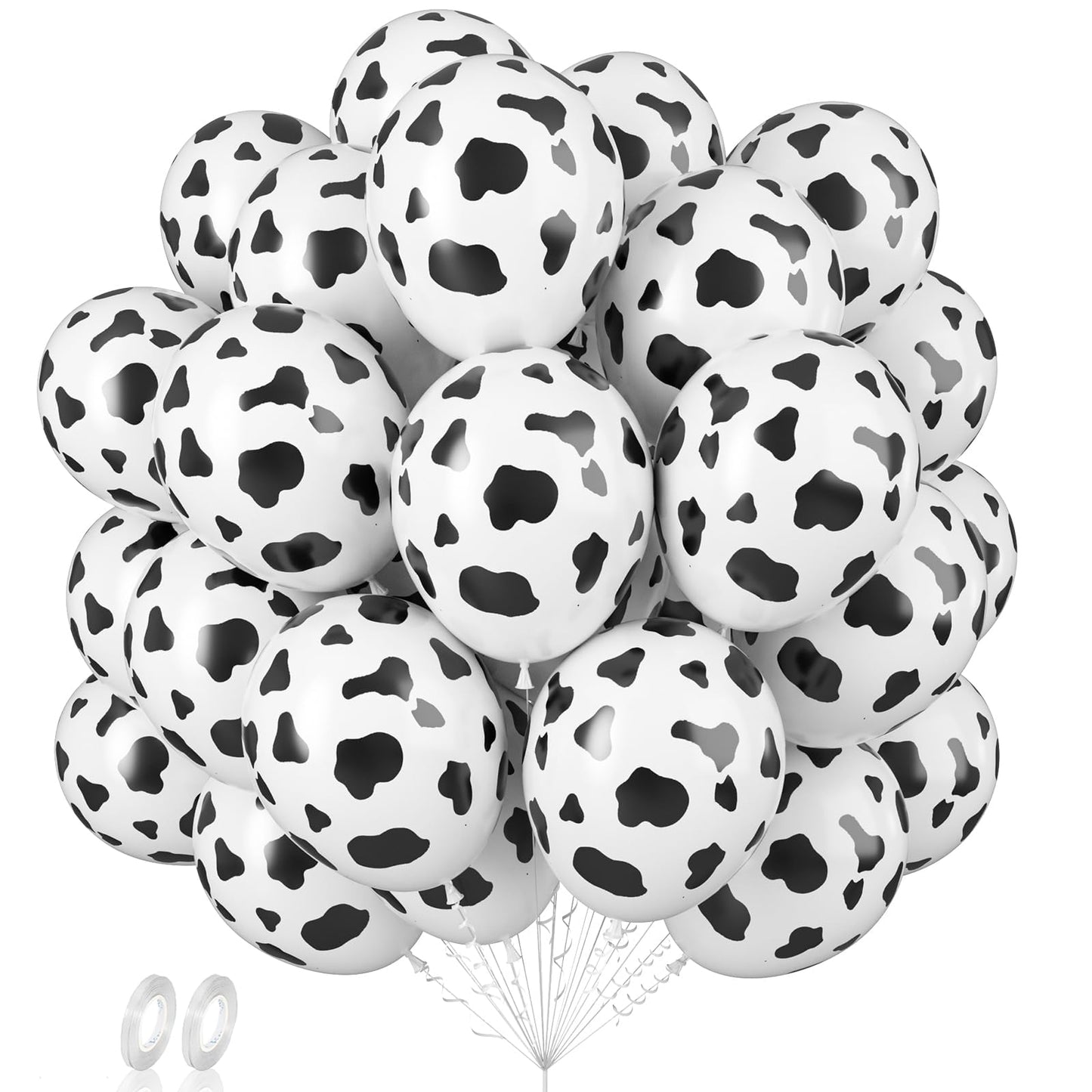 Baipian Cow Balloons, 60 Pcs Cow Print Balloons, 12 Inch Funny Farm Animal Balloons Latex Balloons Helium For Children Yard Farm