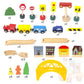 60Pcs Train Set For 3 Year Old Boys, Double-Side Wooden Train Set Tracks For Toddlers, Fits Brio, Thomas, Melissa And Doug, Kids Wood Train Toys For 3 4 5 Year Old Boys And Girls (Yellow)