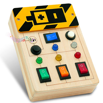 Toddler Toys Busy Board Montessori Toys Sensory Toys For Toddlers 1 2 3 4 Years Old, Wooden Travel Light Up Busy Board Toys With Buttons To Push Educational Learning Fidget Toy For Boy Girls Gifts