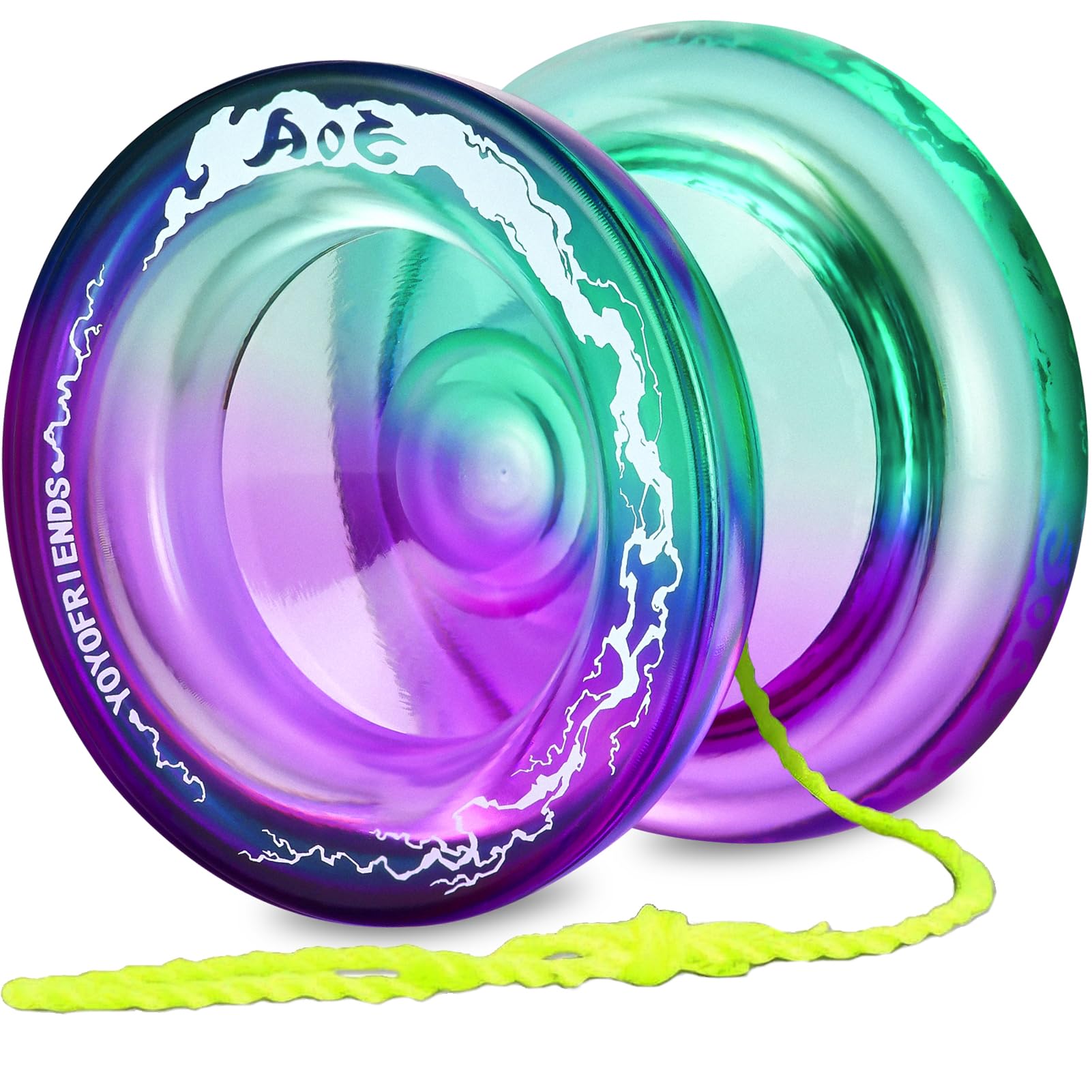 7Yo Responsive Yoyo Aoe, Dual Purpose Yoyo For Beginners Kids, Professional Crystal Yoyo Wide Plastic Yoyo With Kk Bearing + Axl