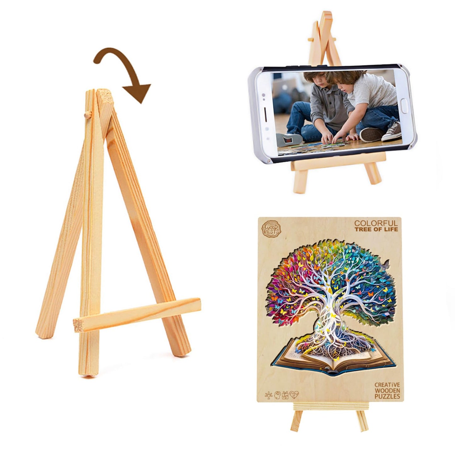 Jigfoxy Wooden Puzzle for mature-themeds  Tree in The Book Jigsaw Puzzles for mature-themed  Unique Animal Shape Wood Cut Puzzles  Christmas Thanksgiving Gifts for Friends Family (M-11.4 * 10.5in-200pcs)