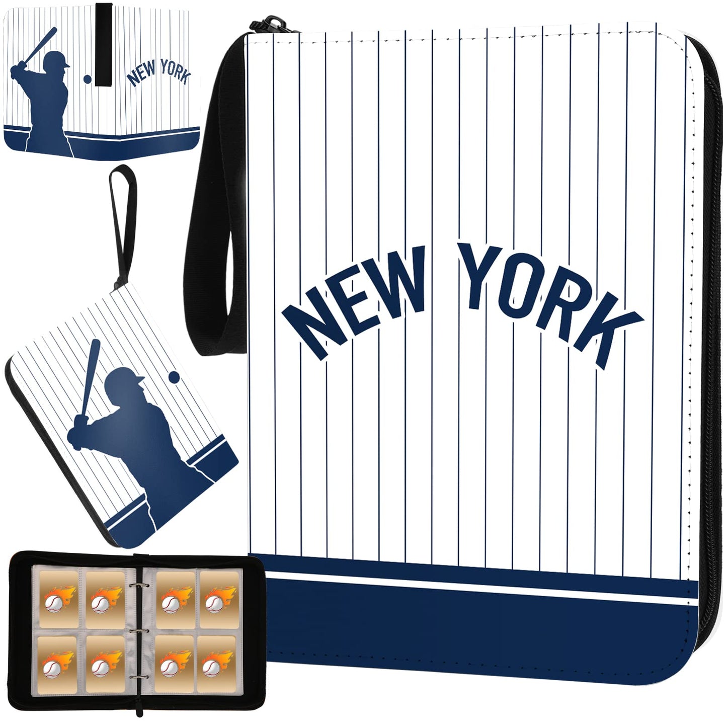 Baseball Card Binder With Sleeves 400 Pocket, Baseball Card Holder For Trading Cards Baseball Collector Album New York Sports Ca
