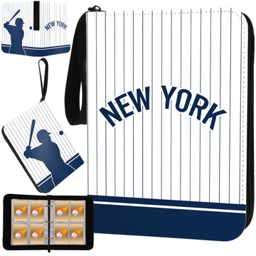 Baseball Card Binder With Sleeves 400 Pocket, Baseball Card Holder For Trading Cards Baseball Collector Album New York Sports Ca