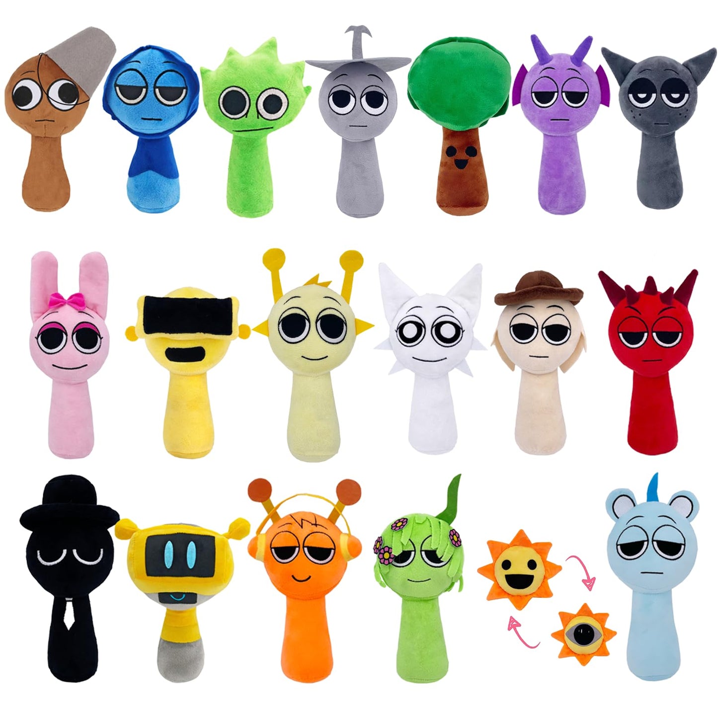 Jiensa Sprunki Plush, Sprunki Game Plush, Wenda Sprunki, Sprunki Gray, For Kids (Sprunki-17)