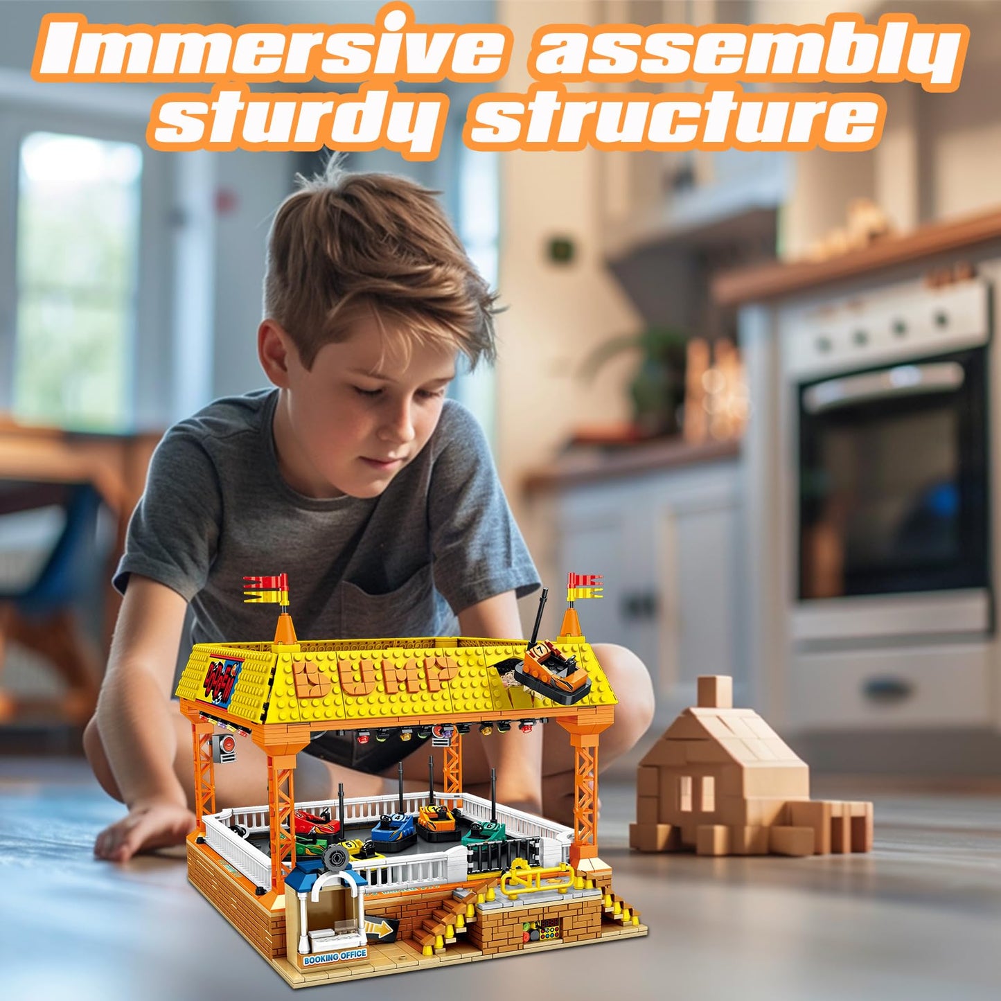 Bumper Cars Building Blocks Set. Large Amusement Park Model Kit For Teen Boys Son, Girls, Nephews, Block Lovers. Kids Puzzles Wi