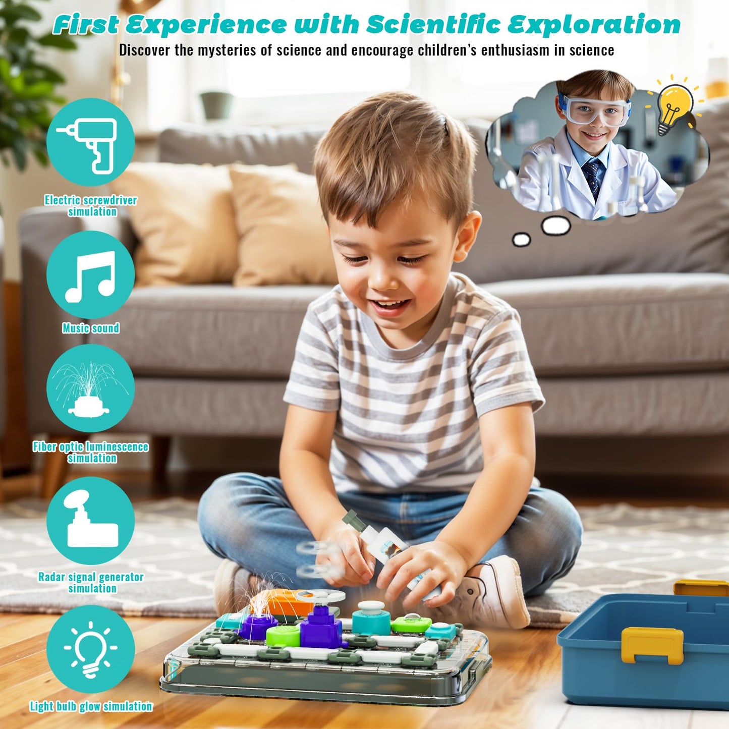 Science Kits for Kids Age 5-7 8-12  STEM Educational Learning Toys with 58 Circuit Parts  Over 520 Projects  Travel Sensory Table Fidget Toy for Boys Girls Birthday Gifts Ages 3 4 5 6 7 8 9 10 11 12