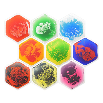 Art3D 9-Tile Hexagon Sensory Floor Tiles For Kids, Toddlers And Children, Colorful Liquid Sensory Activity Mat For Active Play And Decorative