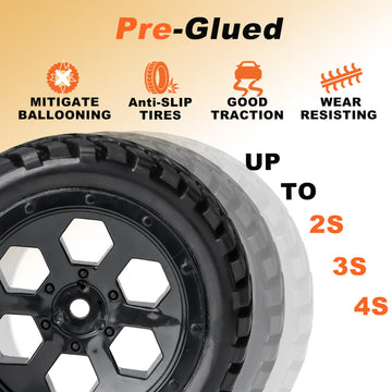 RC Station 12mm Hex RC Wheels and Tires for Hyper Go H16BM H14BM Tires and Wheels 1/14 1/16 with Foam Inserts for Traxxas Wltoys