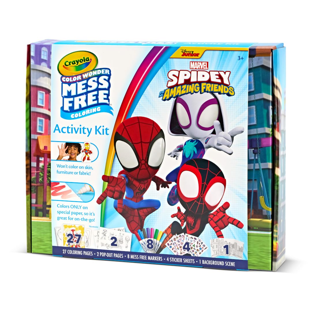 Crayola Color Wonder Spidey and His Amazing Friends Kit, Mess Free Coloring, Spiderman Coloring Pages & Stickers, Spiderman Toy,