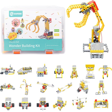 ELECFREAKS microbit 32 in 1 Wonder Sensor Kit, Makecode Programmable Learning Kit with Building Bricks/Sensors/Wukong Expansion 