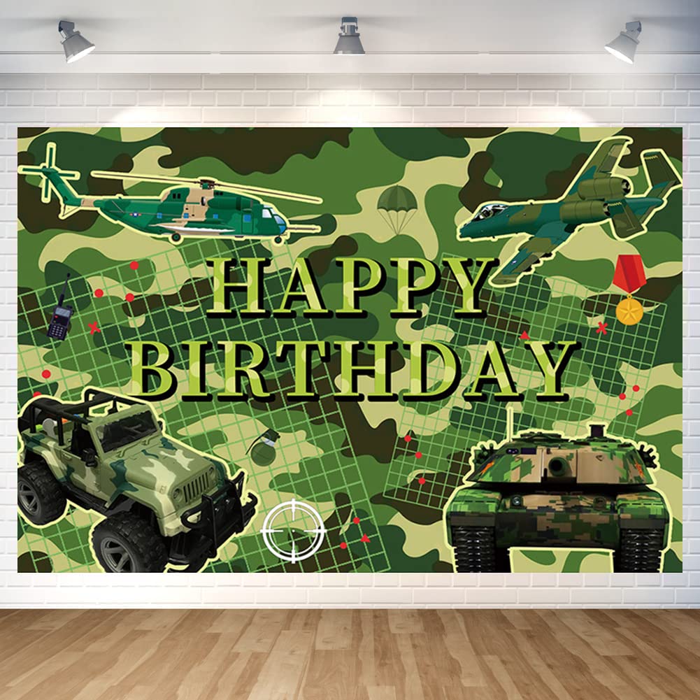 Eeatour Camouflage Birthday Party Backdrop 70.8x47.2 Inch Camo Military Photo Banner