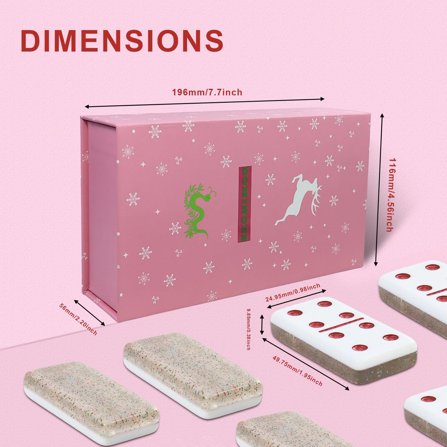 Idtq Dominoes Set For Adults, Double 6 Dominos Game Set With 28 Domino Tiles Double With Upscale Gift Boxes -7 Polyhedral Dice -