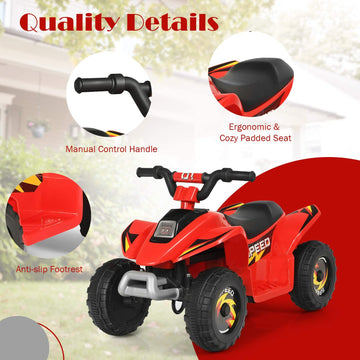 Olakids Kids Ride On Atv, 6V Motorized Quad Toy Car For Toddlers, 4 Wheeler Battery Powered Electric Vehicle For Boys Girls With Forward/Reverse Switch, Anti-Slip Wheels (Garnet)