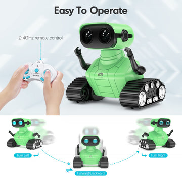 ALLCELE Robot Toys, Rechargeable RC Robot for Boys and Girls, Remote Control Toy with Music and LED Eyes, Gift for Children Age