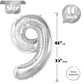 Silver Number 9 Balloon 40 Inch, 9 Balloon Number, 9Th Birthday Decorations, Silver Party Supplies For Boys Girls