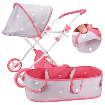Bebamour Baby Doll Stroller Set 2 In 1 Babydoll Stroller With Removable Bassinet Doll Carriage Toy Doll Stroller For Toddlers (G