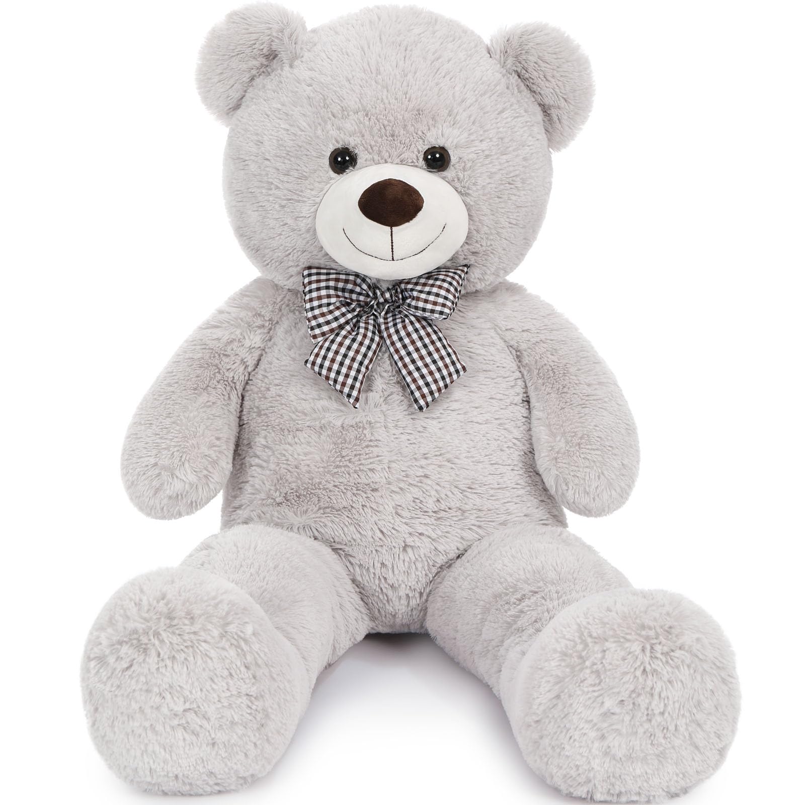 Maogolan Big Fluffy Gray Teddy Bear 39 Inch Large Grey Stuffed Animal For Girlfriend Kids Boyfriend Teens