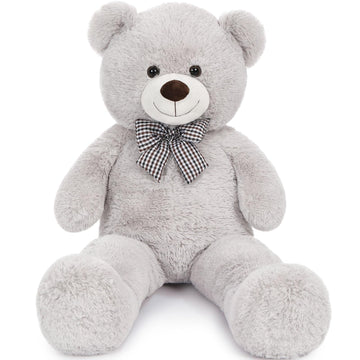 Maogolan Big Fluffy Gray Teddy Bear 39 Inch Large Grey Stuffed Animal For Girlfriend Kids Boyfriend Teens