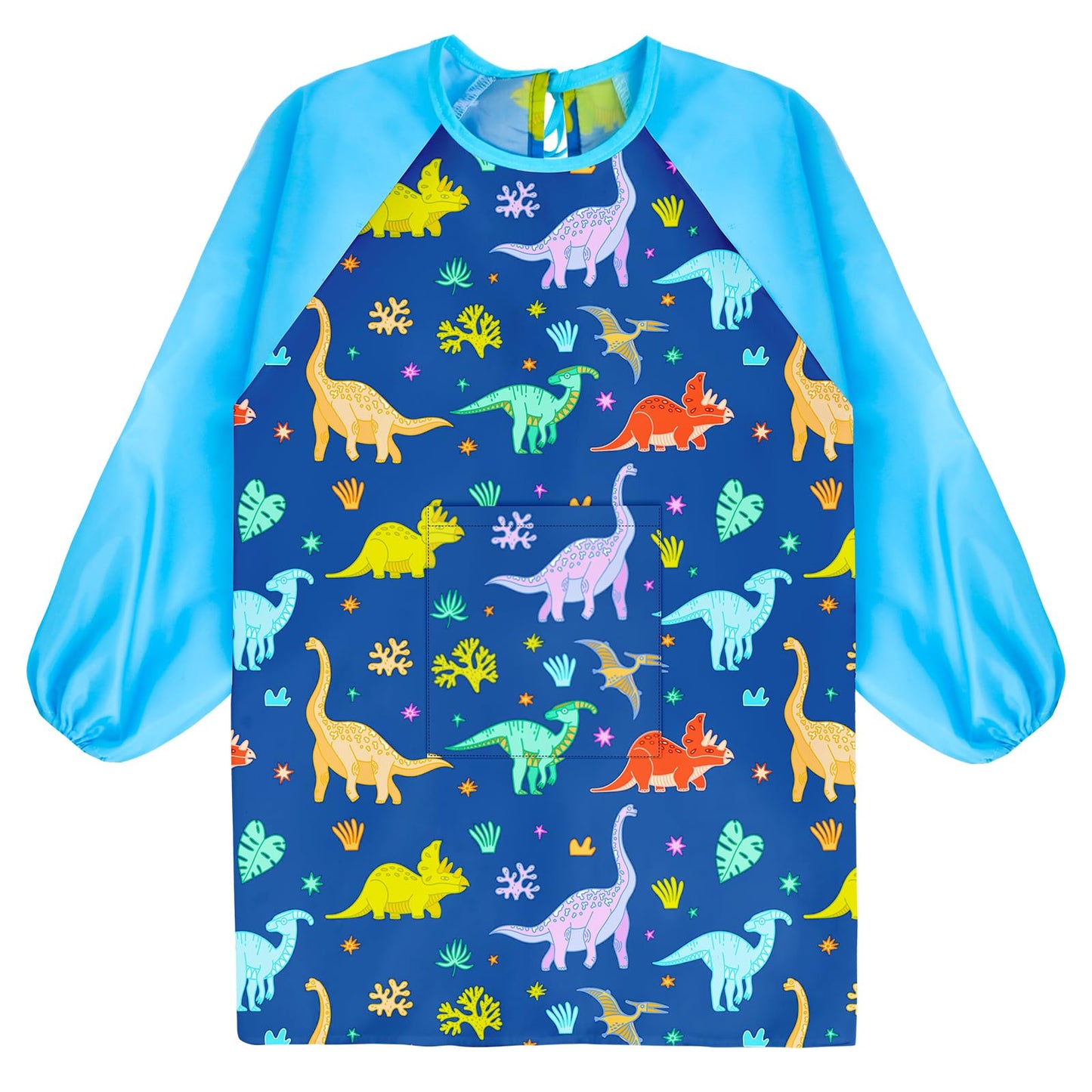 Fiodrimy Kids Art Smock, Dinosuar Painting Smocks With Pocket, Waterproof Artist Long Sleeve Artist Apron For Child Boys 3-7 Years, Medium