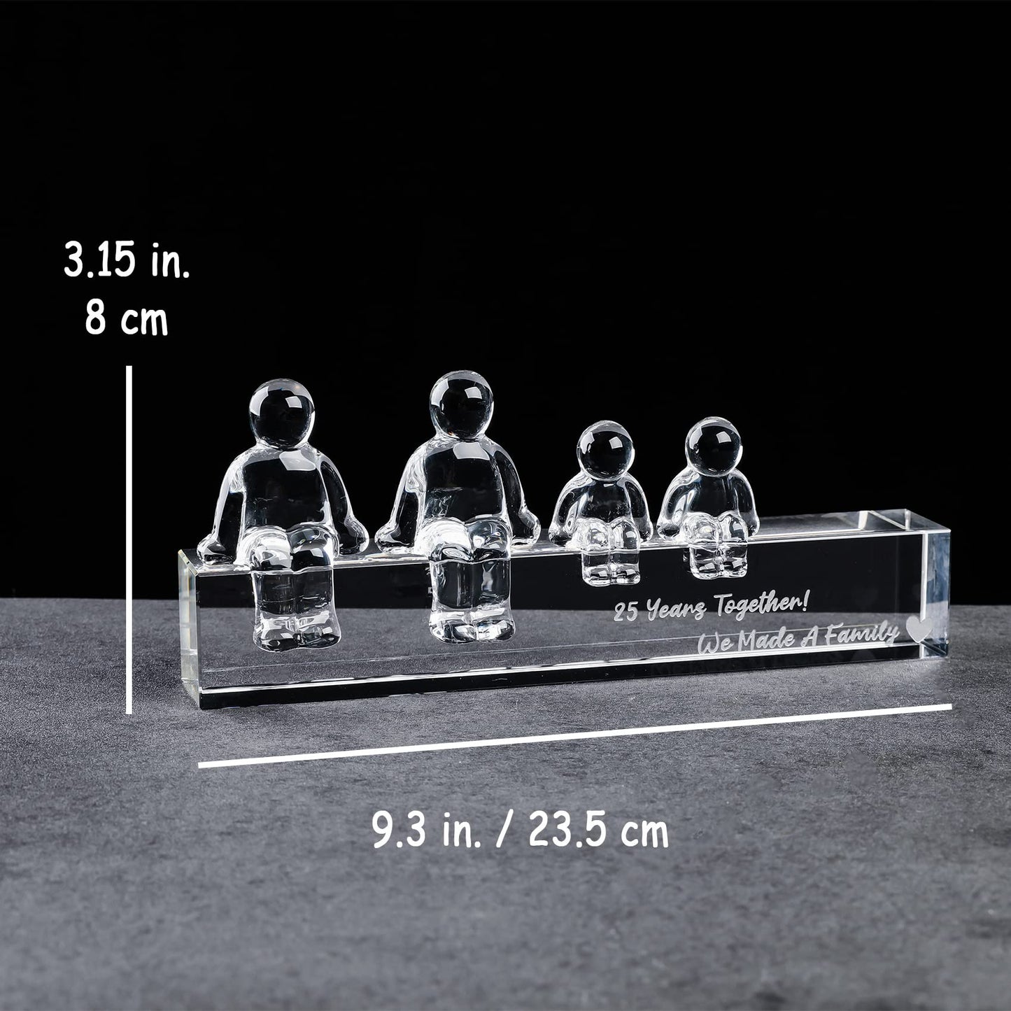 25Th Silver Wedding Anniversary Crystal Gifts For Her Wife, 25 Years Together We Made A Family Glass Decoration Keepsake For Parents (2 Children)