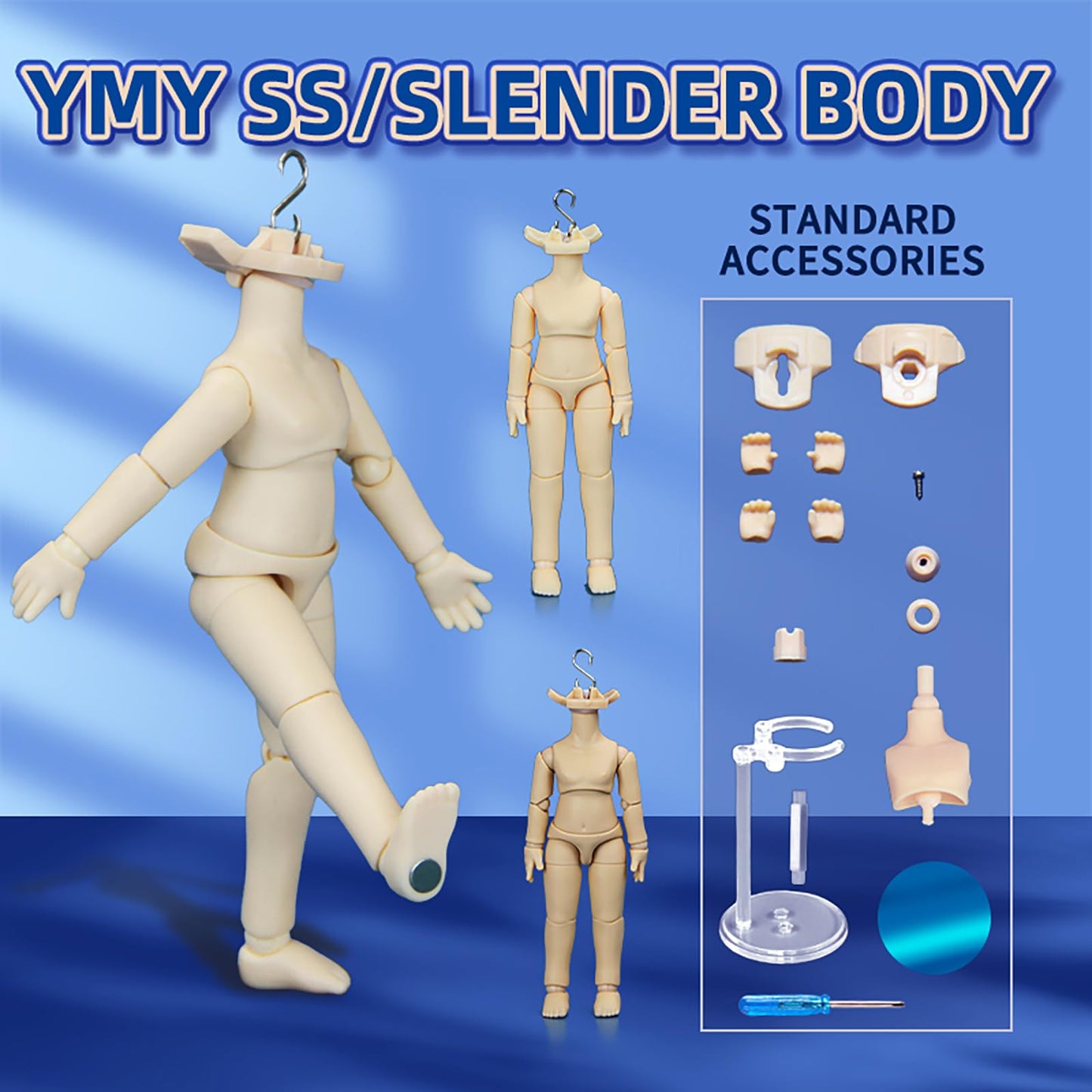 Ymy New Ob11 Extended Size Gsc 1/12 Bjd Doll Body - Joint Movable Doll Model Action Figure(Light Tan-4.6 In)