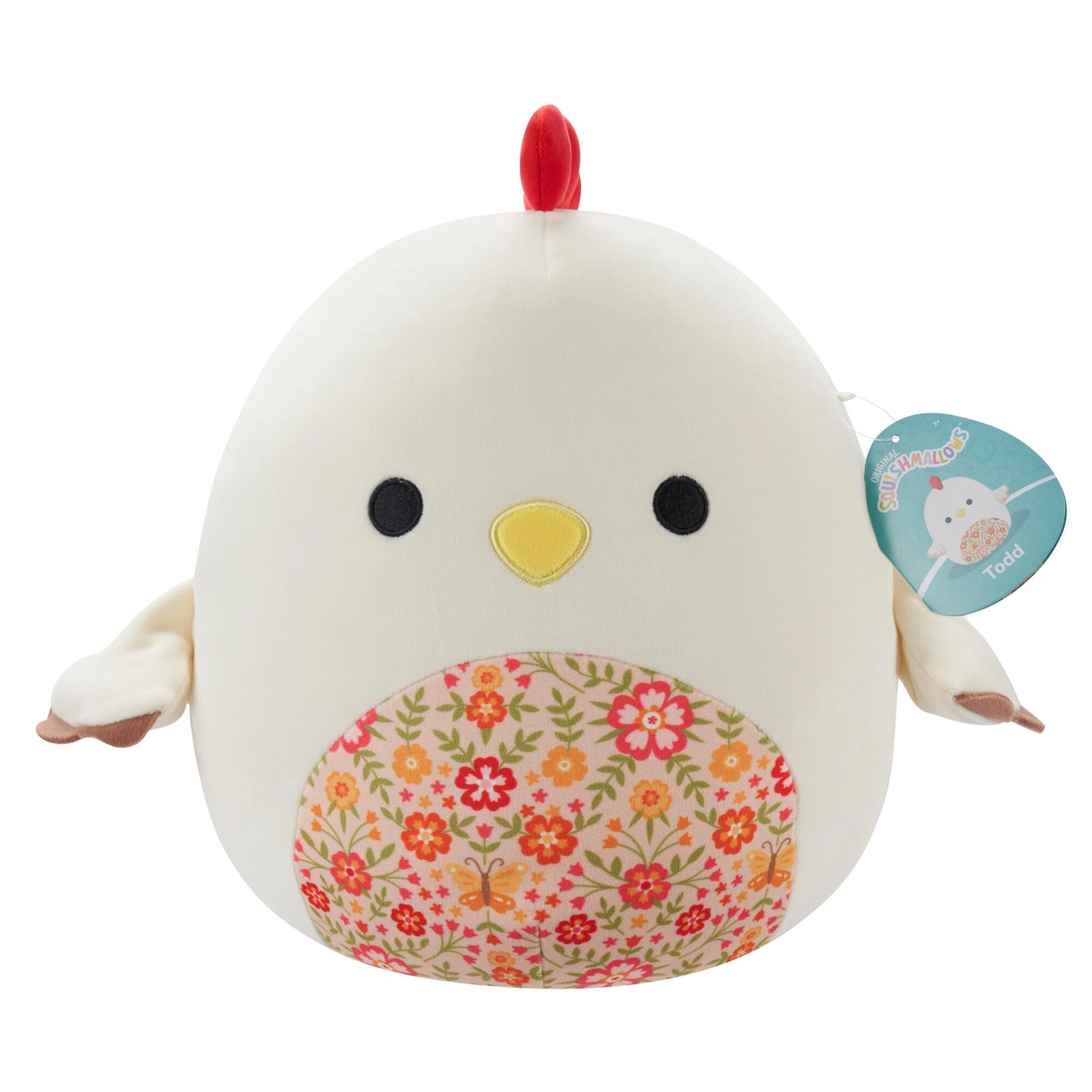 Squishmallows Original 12-Inch - Todd The Beige Rooster with a Floral Belly