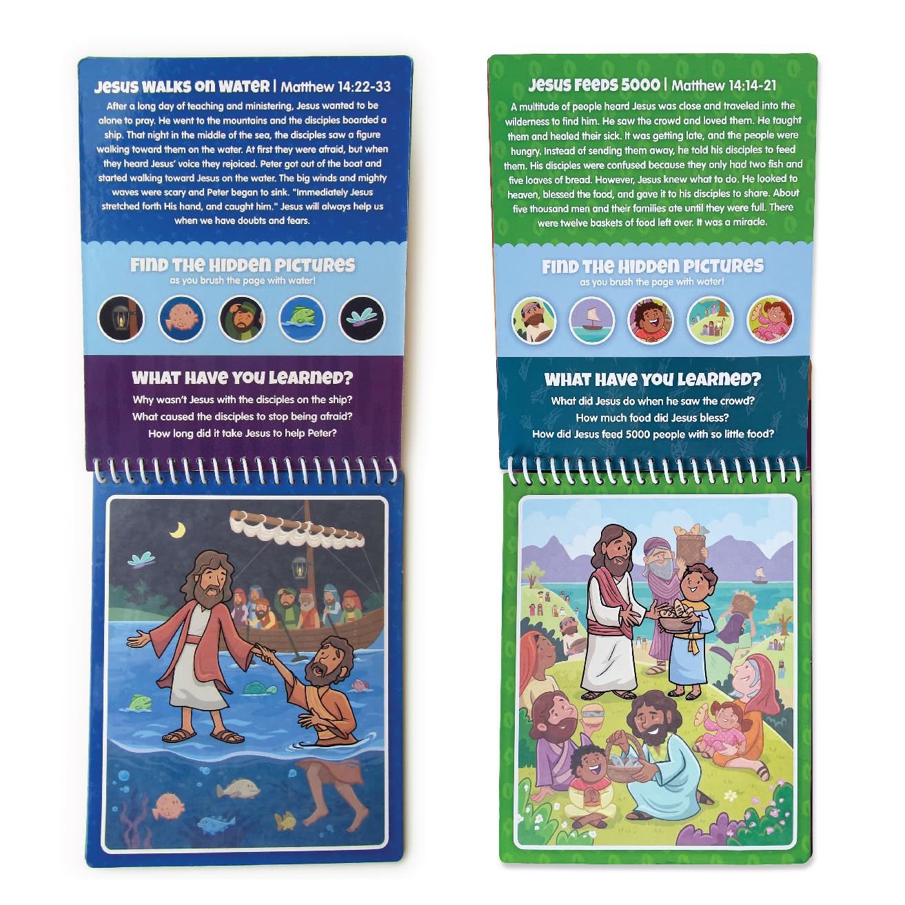 Kangatoys Aqua Brush 2 Pack Of The New Testament Color With Water Activity Book, Bible School, Preschool, Elementary, Primary, C