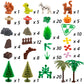 Brotex Plants Tree Accessories Jungle - Botanical Parts Bricks Flower Leaf Forest Flower Plants Pieces Building Blocks Set, Animals Farm Squirrel Birds Grass Garden House Toy (Without Baseplate)