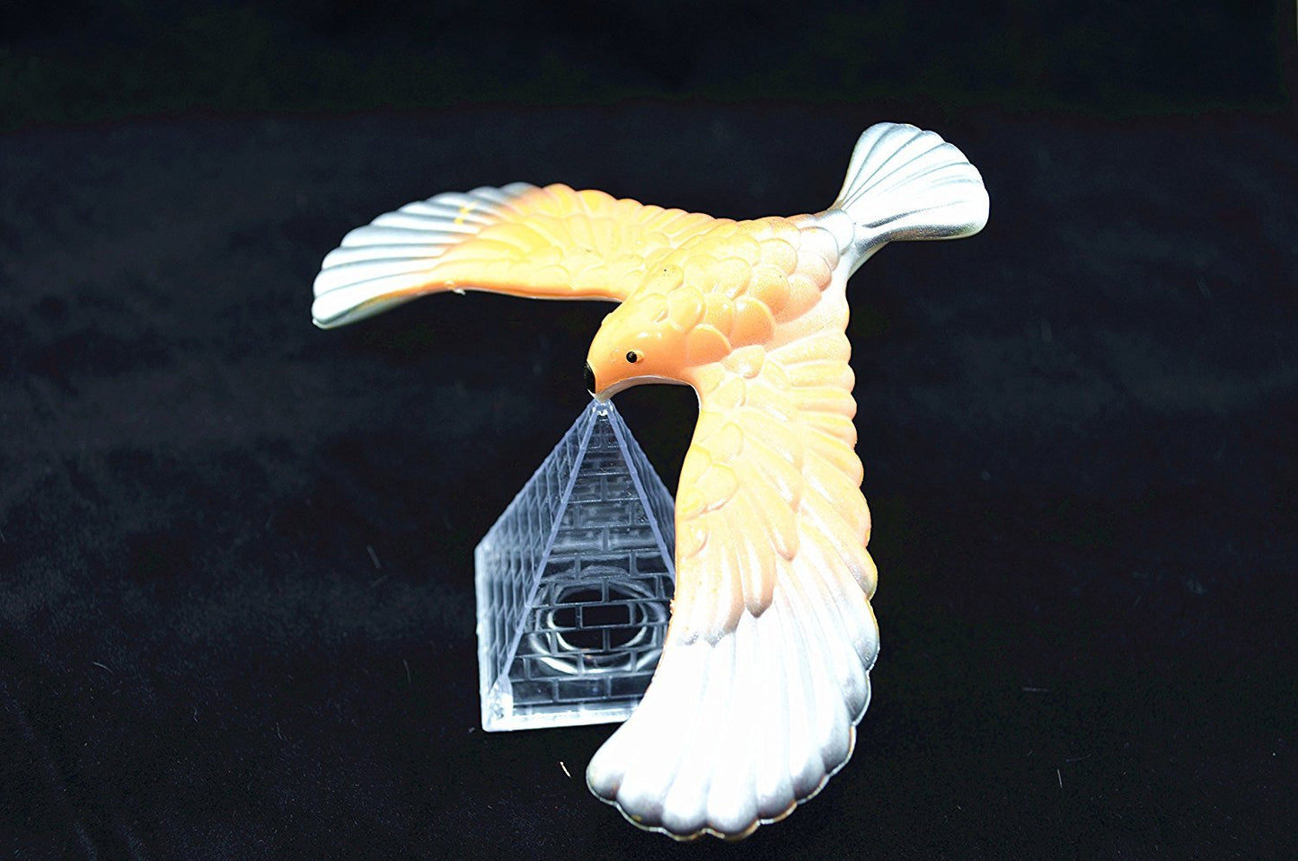 C&H Solutions Silver Wing Yellow Body Cute Balancing Bird With Clear Triangle Stand