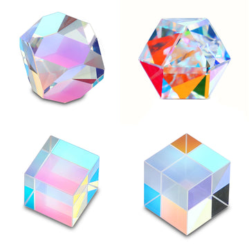 Hdcrystalgifts Crystal 4Pcs Optical Glass X-Cube Prism Rgb Dispersion Prism For Teaching Light Spectrum Physics And Photo Photog
