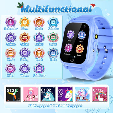 Waterproof Kids Smart Watch Electronic Learning Toys For 3-12 Years Old Boys Girls Toys With 26 Game Video Camera Pedometer Musi