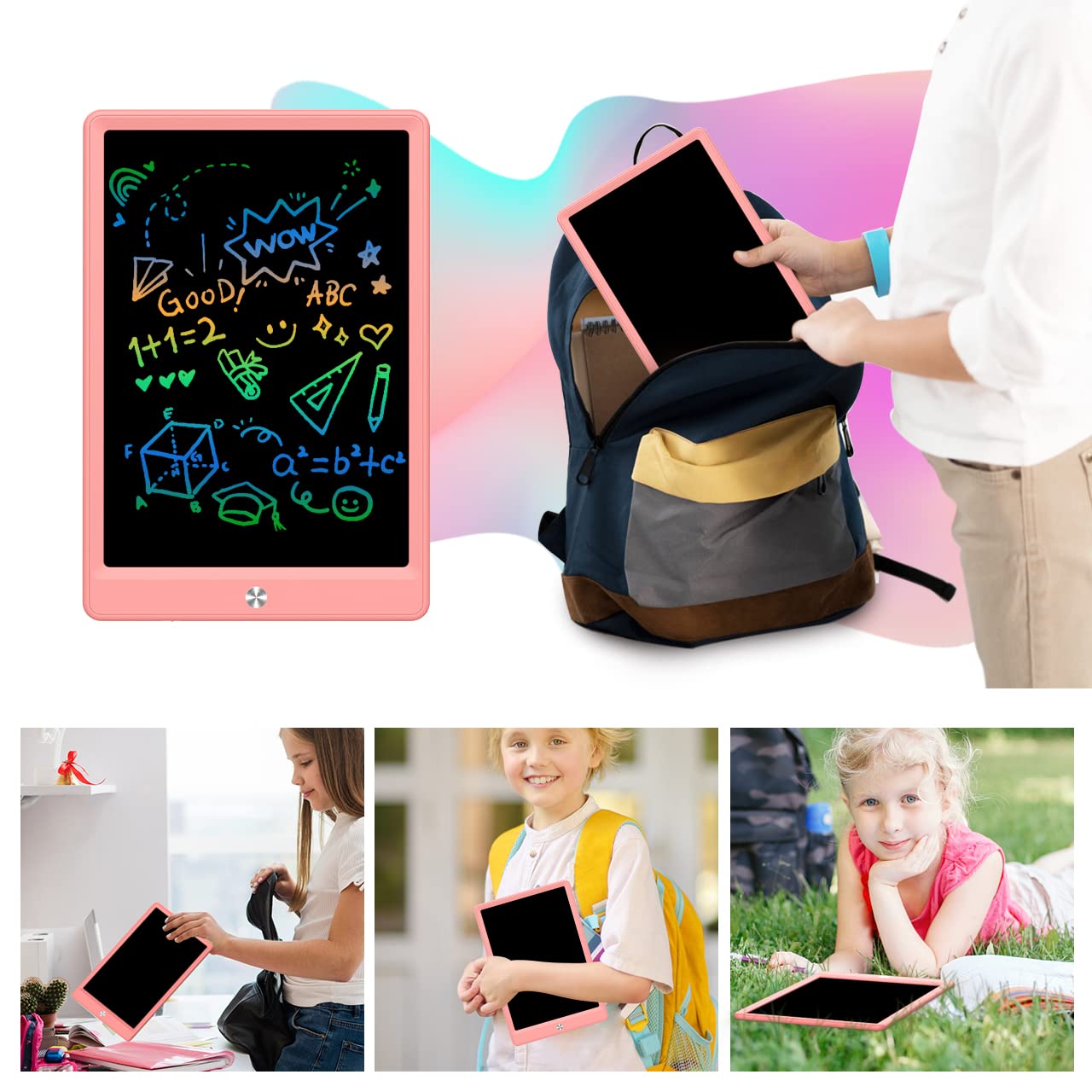 Bukebu Lcd Writing Tablet Doodle Board, Colorful Drawing Pad, Electronic Drawing Tablet, Drawing Pads,Travel Gifts For Kids Ages