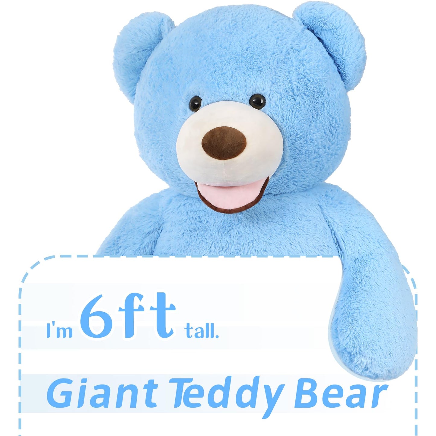 Maogolan Giant Teddy Bear Plush 6 Feet, Cute Valentines Day Teddy Bear Stuffed Animal With Smiling Face, Gift For Girlfriend Boyfriend Wife On Anniversary,Christmas Long Distance