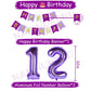 Naninuneno 12Th Birthday Decorations For Girls, Purple 12 Happy Birthday Balloons Supplies Including Purple Happy Birthday Banne